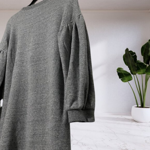 Madewell Heather Gray Sweatshirt Dress w/ Bubble Sleeves – Comfy & Cute - Picture 6 of 12